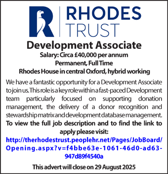 Rhodes House seeks a Development Associate 