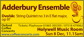 Coffee Concerts: Adderbury Ensemble, Holywell Music Room, Sunday 8th December