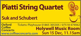 Coffee Concerts: Piatti String Quartet, Holywell Music Room, Sunday 15th December