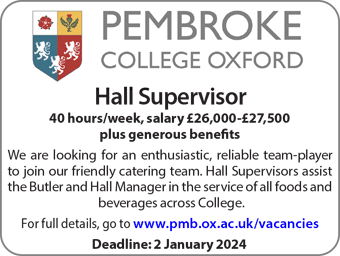 Pembroke College seek Hall Supervisor 