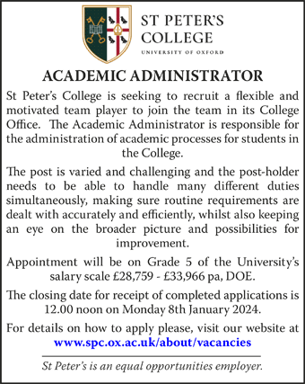 St Peter's College seek Lodge Porter