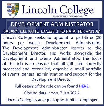 Lincoln College seeks a Development administrator Lincoln College seeks a Development administrator