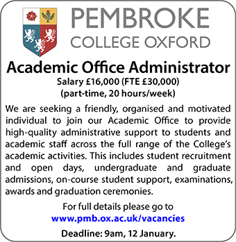 Pembroke College seeks Academic Office Administrator