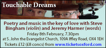 Poetry & music in the key of love with Steve Bingham (violin) & Jeremy Harmer (words): Fri 8th Feb, SJE Church, Iffley Rd
