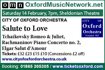 Valentine Concert: City of Oxford Orchestra present Salute to Love, Saturday 14 February, 7pm, Sheldonian Theatre