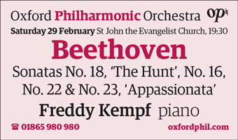 Oxford Beethoven Festival: Freddy Kempf, St John the Evangelist Church, Saturday 29 February 2020