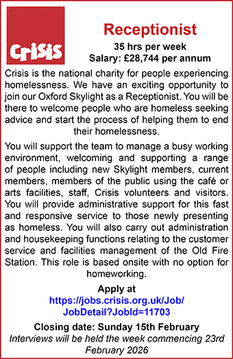 Crisis Skylight seeks Receptionist