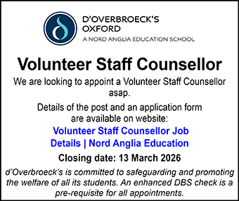 d&acirc;Overbroeck&acirc;s are looking to appoint a Volunteer Staff Counsellor