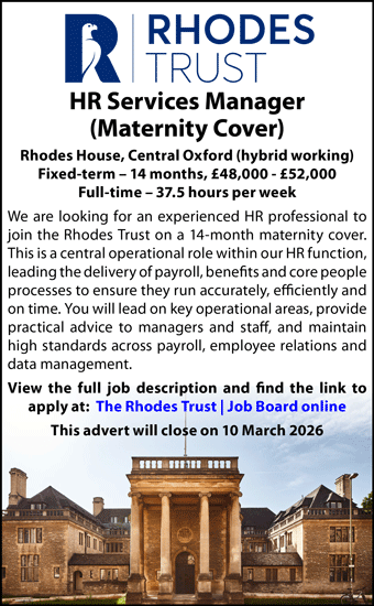 Rhodes Trust seek a Housekeeping Services Manager for Maternity Cover (14 months)