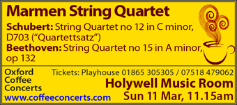 Coffee Concerts: Marmen String Quartet, Sunday 11th March