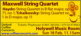 Coffee Concerts: Maxwell String Quartet, Sunday 18th February