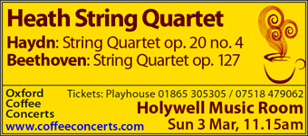 Heath String Quartet Holywell Music Room Sun 3 Mar, 11.15am