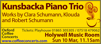 Kunsbacka Piano Trio Holywell Music Room Sun 10 Mar, 11.15am