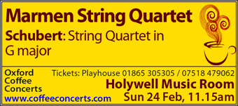 Marmen String Quartet Holywell Music Room Sun 24 Feb, 11.15am