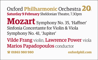 Oxford Philharmonic Orchestra play Mozart, Sheldonian Theatre, Saturday 9th February