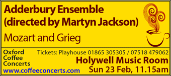 Coffee Concerts: Adderbury Ensemble (directed by Martyn Jackson), Holywell Music Room, Sunday 23rd February