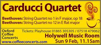 Coffee Concerts: Carducci Quartet, Holywell Music Room, Sunday 9th February