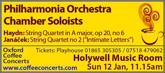 Coffee Concerts: Philharmonia Orchestra Chamber Soloists, Holywell Music Room, Sunday 12th January