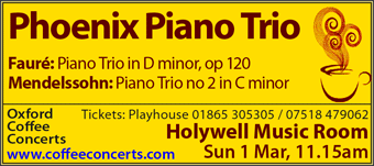 Coffee Concerts: Phoenix Piano Trio, Holywell Music Room, Sunday 1st March