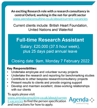 Agenda Consulting seek a full-time Research Assistant