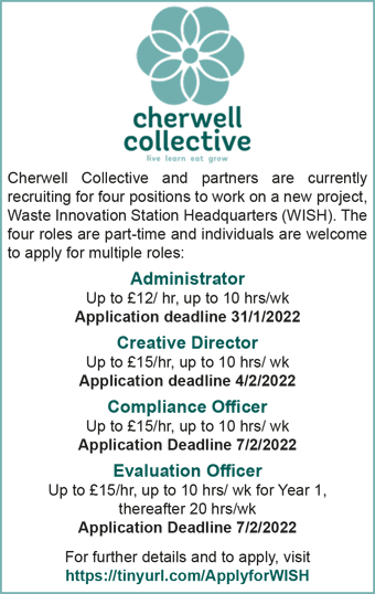 Cherwell Collective seeks p/t Administrator, Creative Director, Compliance Officer and Evaluation Officer 