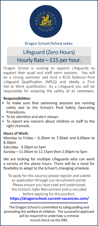Dragon School seeks a Lifeguard