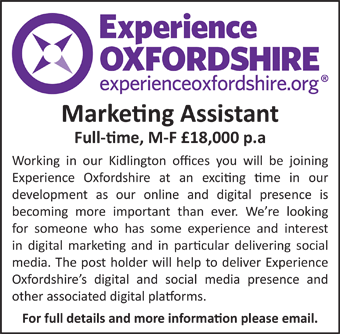 Experience Oxfordshire seek a Marketing Assistant