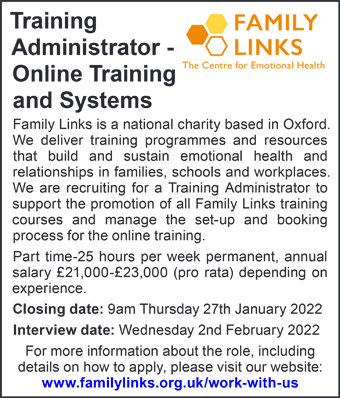 Family Links seek a Training Administrator for Online Training and Systems  