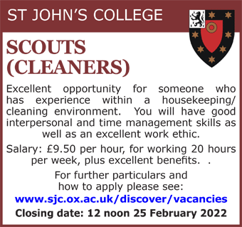 St John's College seek Scouts (Cleaners)