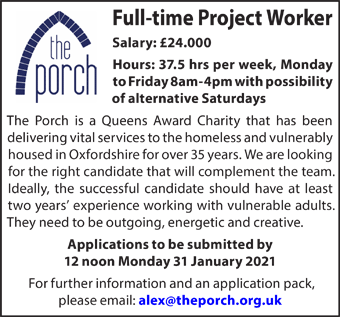 The Porch seek a Full-time Project Worker 