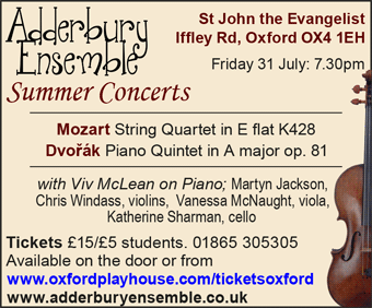 Adderbury Ensemble play Mozart & Dvorak, St John the Evangelist, 31st July