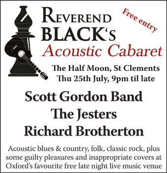 Reverend Black's Acoustic Cabaret: Scott Gordon Band, The Jesters, Richard Brotherton , Thu 25th July