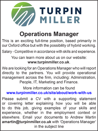 Turpin Miller seek an Operations Manager