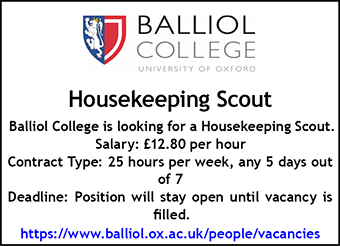 Balliol College seek Housekeeping Scout