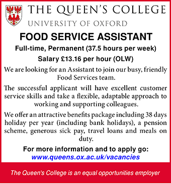 The Queen's College seek Food Service Assistant