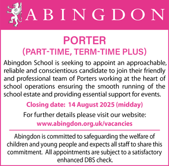 Abingdon School seek part-time Porter