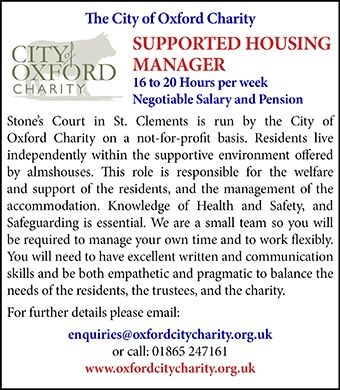 City of Oxford Charity seeks a Supported Housing Manager