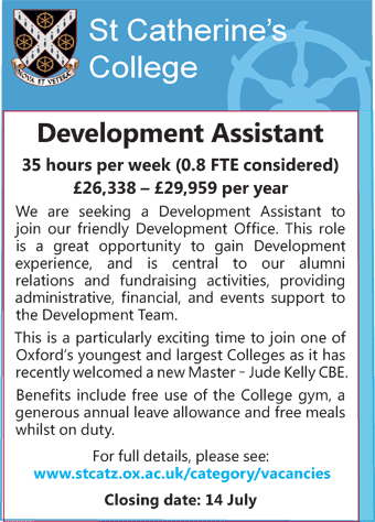 St Catherineâ€™s College seeks Development Assistant