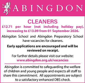 The Abingdon School is looking to appoint Cleaners