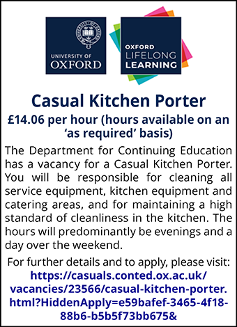 Continuing Education seeks Casual Kitchen Porter