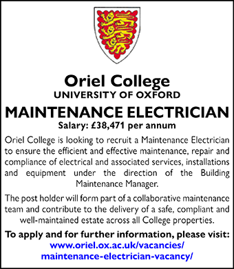 Oriel College seeks Maintenance Electrician