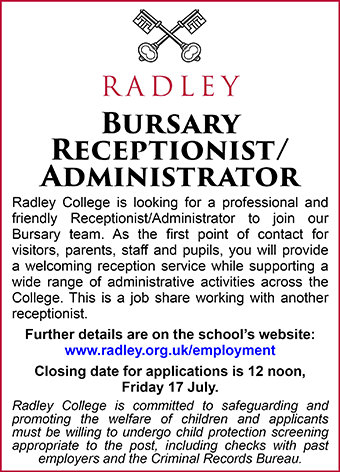 Radley College seeks Bursary Receptionist/Administrator