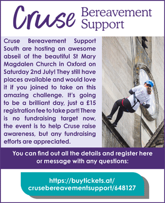Cruse Bereavement Support South are hosting an abseil in Oxford on Saturday 2nd July!