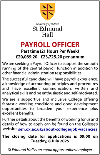 St Edmund Hall seeks Payroll Officer