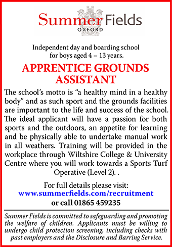 Summer Fields School seeks APPRENTICE GROUNDS ASSISTANT