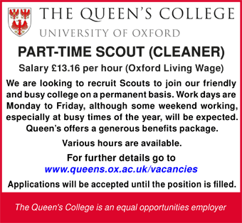 The Queen's College seek Scout (Cleaner)