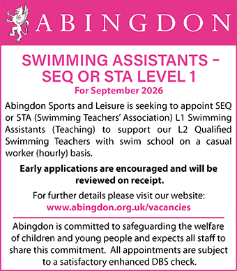 The Abingdon School is looking to appoint SWIMMING ASSISTANTS â SEQ or STA LEVEL 1 The Abingdon School is looking to appoint SWIMMING ASSISTANTS â SEQ or STA LEVEL 1