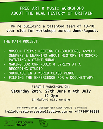 Creative Reset Collective seeks 13 - 18 year olds for free music and art workshops through July - August