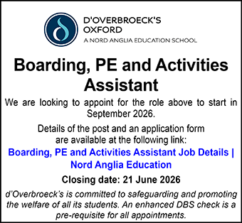 dâOverbroeckâs are looking to appoint a Boarding PE and Activities Assistant dâOverbroeckâs are looking to appoint a Boarding PE and Activities Assistant