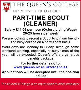 The Queen's College seek PART-TIME SCOUT (CLEANER) 